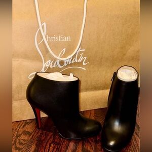 Christian Louboutin Black Heeled Boots with Red Sole (Belle)